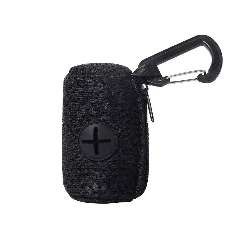 Portable Mesh Dog Poo Bags Dispenser Hanging with Buckle Colorful Dog Waste Bag Holder Pet Garbage Dispenser For Walking Peaceful Pleasures Health and Wellness Black