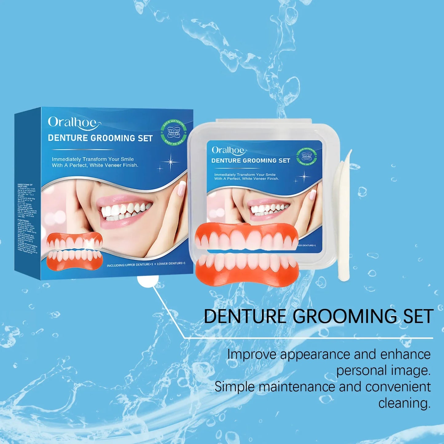 Oralhoe Silicone Snap-On Denture Kit – Upper & Lower Soft Fit
