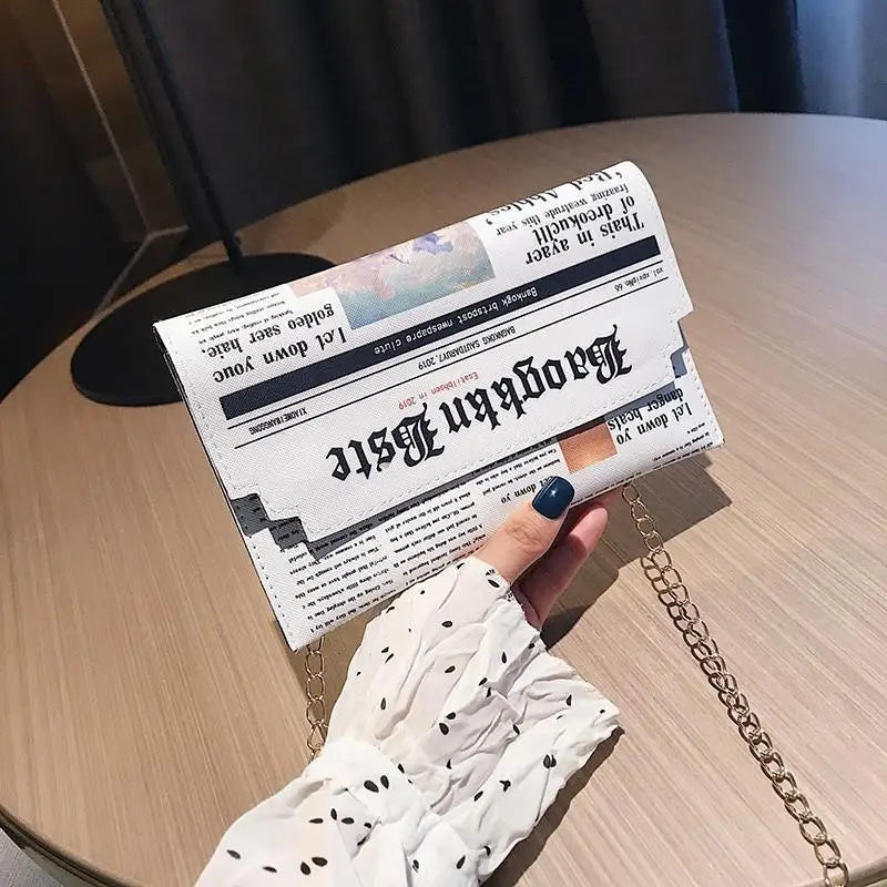 Women Newspaper Messenger Bag Shoulder Personality Fashion Small