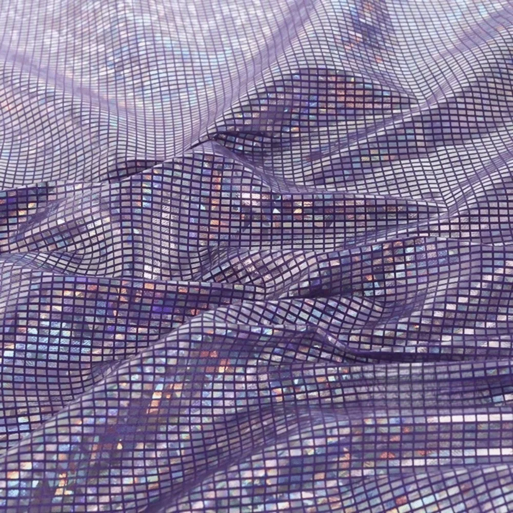100x150cm Metallic Gold Foil Fabric Laser Colorful Sewing Material Shining Background Decorations Cloth Peaceful Pleasures Health and Wellness Purple