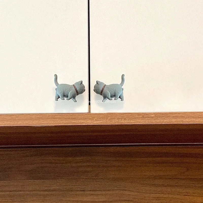 Brass Rotatable Cat Head Cat Handle Cartoon Wardrobe Door Handle Cute Drawer Single Hole Small Handle Drawer Door Knob Peaceful Pleasures Health and Wellness