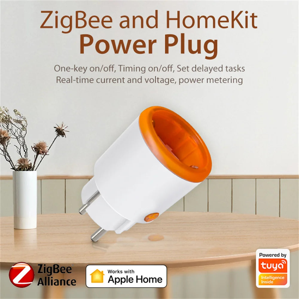 Tuya Zigbee 3.0 Smart Powe Plug EU 16A Outlet Socket Child Lock Smart Life Remote Control Work for Homekit Alexa Google Home Peaceful Pleasures Health and Wellness