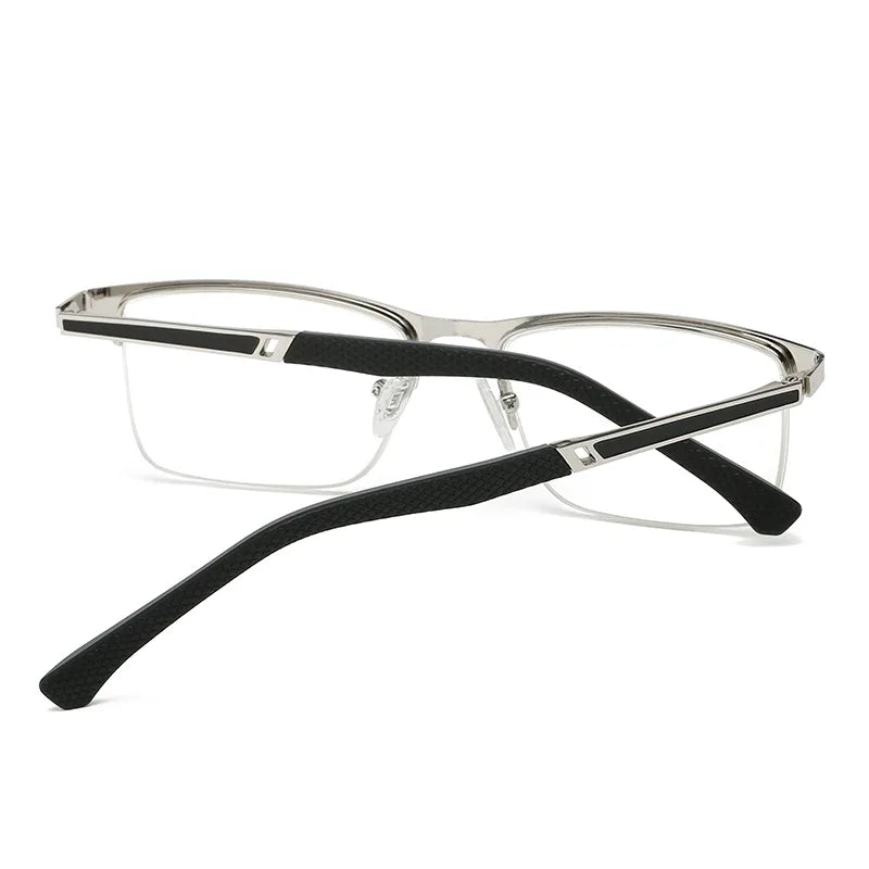 Anti Blue Light and Anti Half Frame Fish Silk Fashionable Stainless Steel Pupil Distance Business Men's Reading Glasses Peaceful Pleasures Health and Wellness