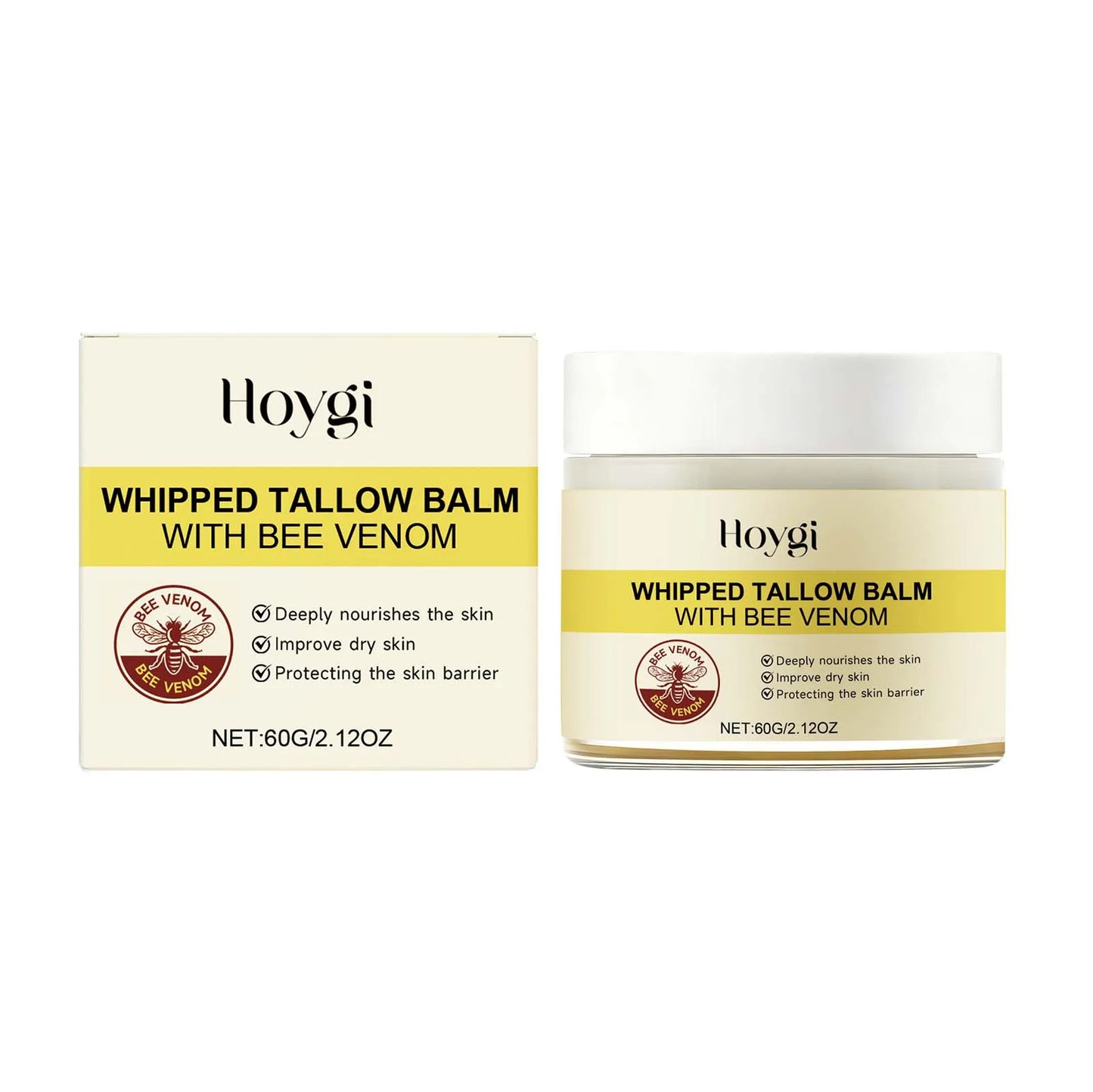 Whipped Tallow Balm for Dry Skin Repair Barrier Firming Lifting Reduces Fine Lines Boosts Elasticity Bee Venom Face & Body Crea Peaceful Pleasures Health and Wellness 60g boxed
