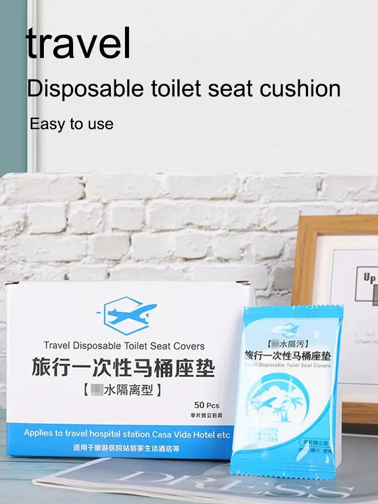 50Pcs Disposable Plastic Toilet Seat Covers Waterproof Non-Slip Individually Wrapped for Travel Toilet Seat Protectors Peaceful Pleasures Health and Wellness