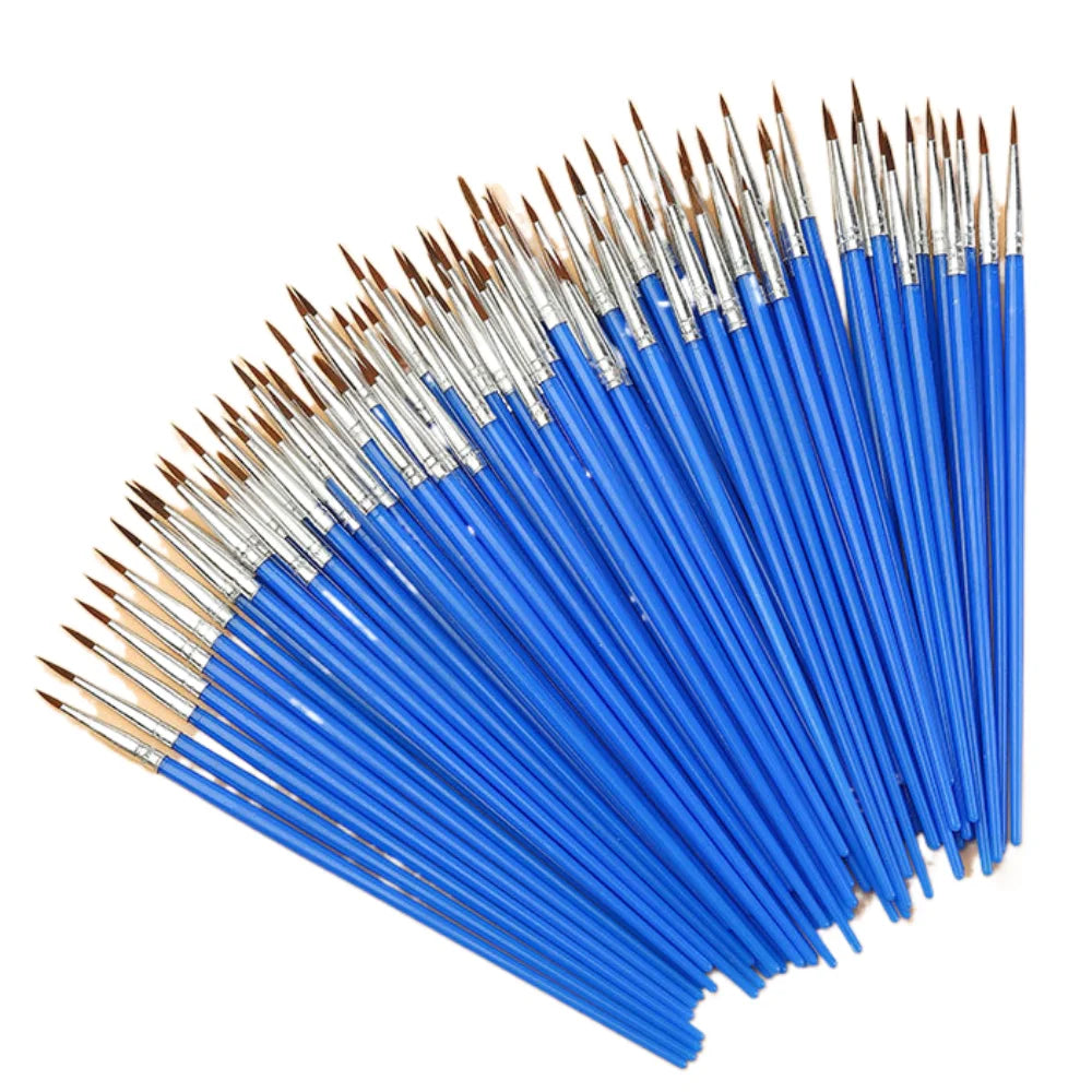 100 Pcs Tool Nylon Hair Paint Brushes Set Pointed Art Oil Painting Brushes Flat Ceramic Painting Supplies Watercolor Peaceful Pleasures Health and Wellness Pointed