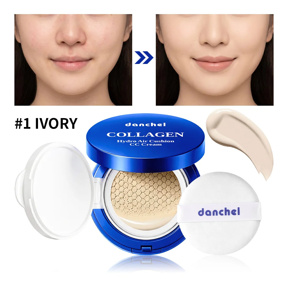 Collagen Infused Air Cushion CC Cream Gentle Imperfection Coverage Long-Lasting Hydration Glowing Foundation Cosmetics Peaceful Pleasures Health and Wellness