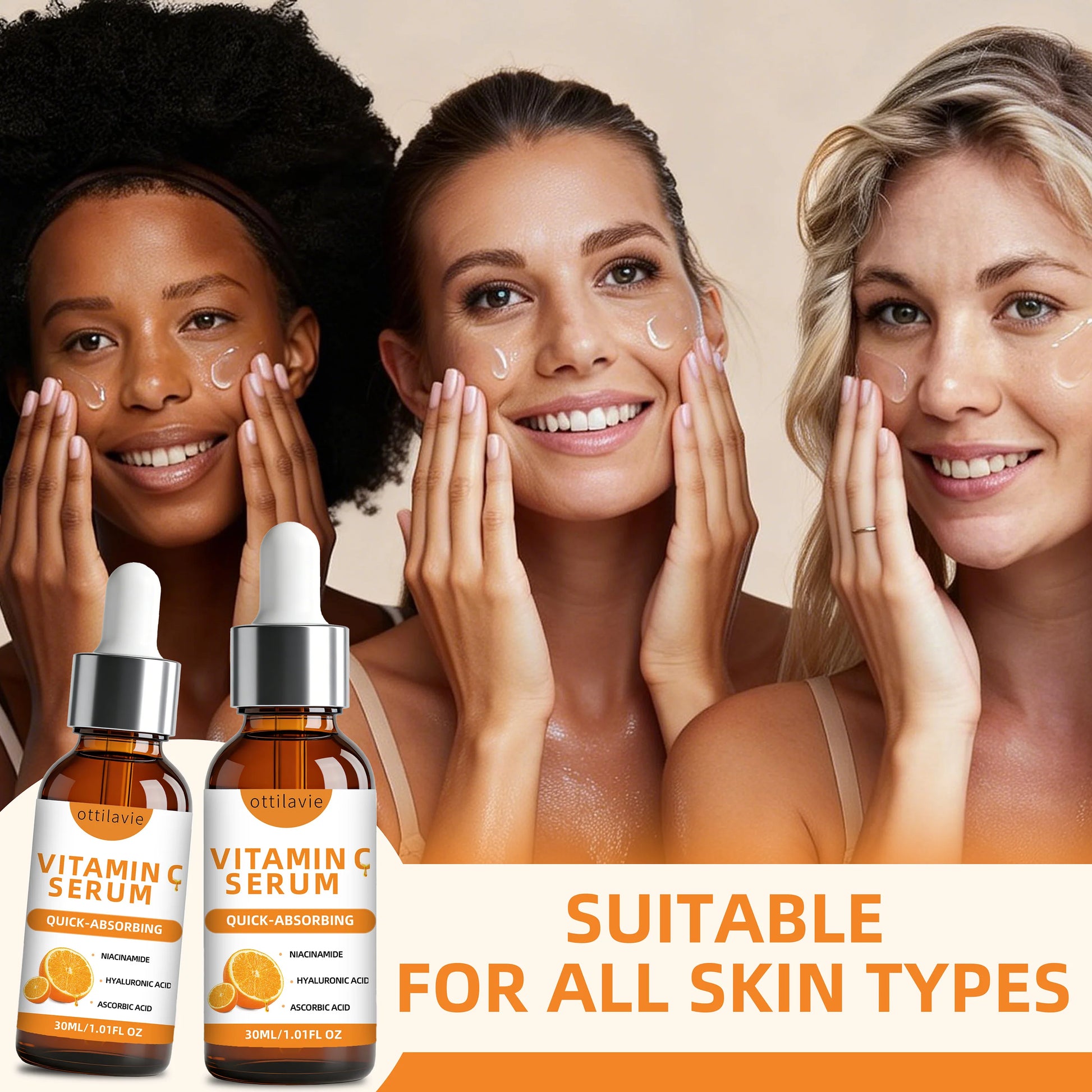 2pcs Ottilavie Vitamin C Serum-Deep Moisturizing Essence,Lifting&Firming Skin,Lightweight Non-Greasy, Unisex, For All Skin Types Peaceful Pleasures Health and Wellness