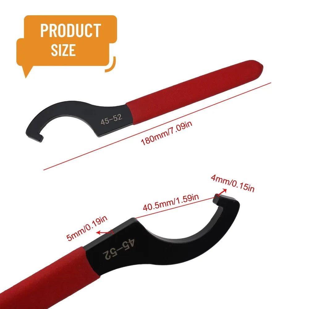 45-48HRC Hook Wrench Spanner Anti Slip Handle For Round Nut C Wrench Tools Type 38-42mm/45-52mm/55-62mm/68-72mm Black Oxidized Peaceful Pleasures Health and Wellness