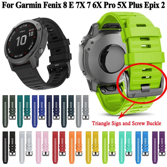 Silicone Quick Fit Band for Garmin Fenix 8/7/6/5 – 22mm 26mm