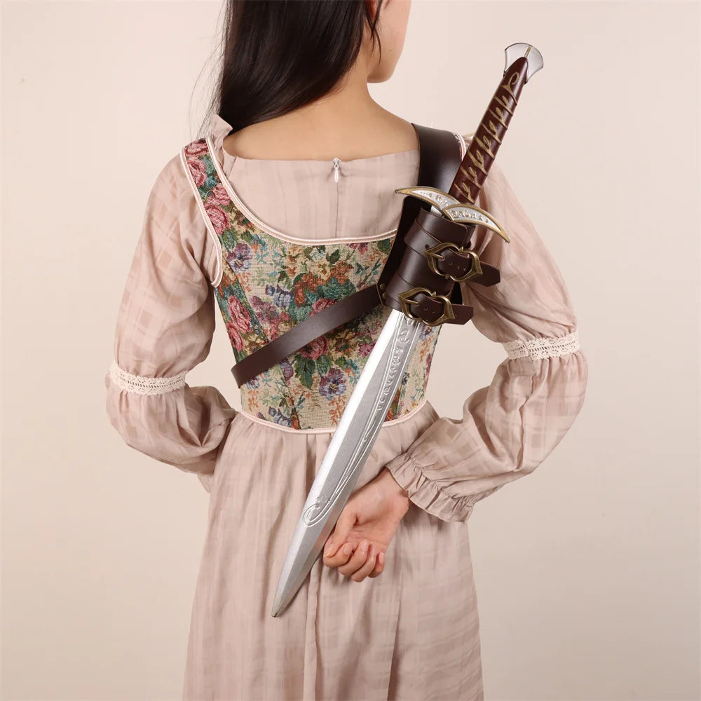 Medieval Sword Shoulder Double Back Scabbard Sheath Frog Holder PU