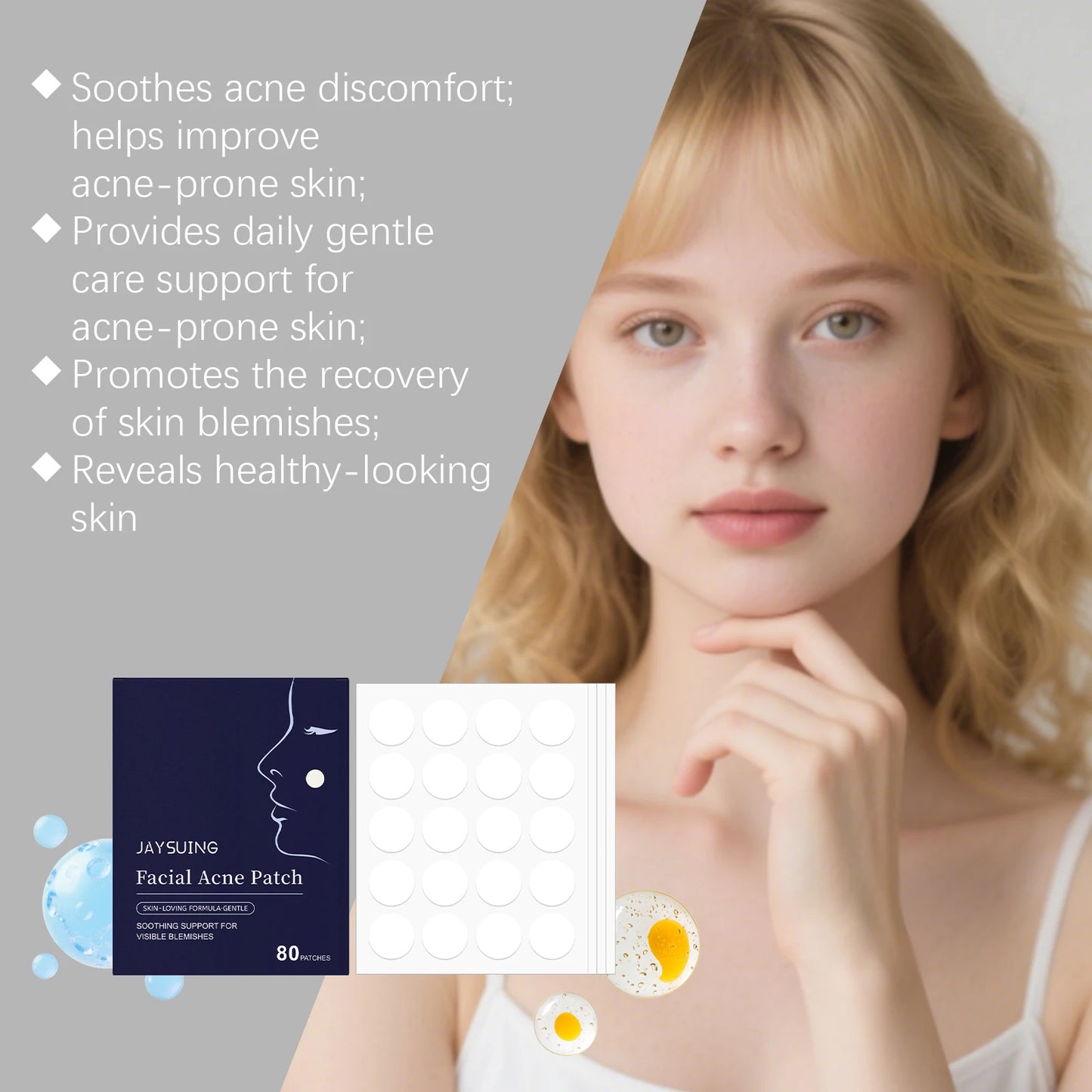80Pcs Facial Acne Patches Salicylic Acid Invisible Spot Treatment for Pimples Gentle Care for Sensitive Skin Day Night Use Peaceful Pleasures Health and Wellness