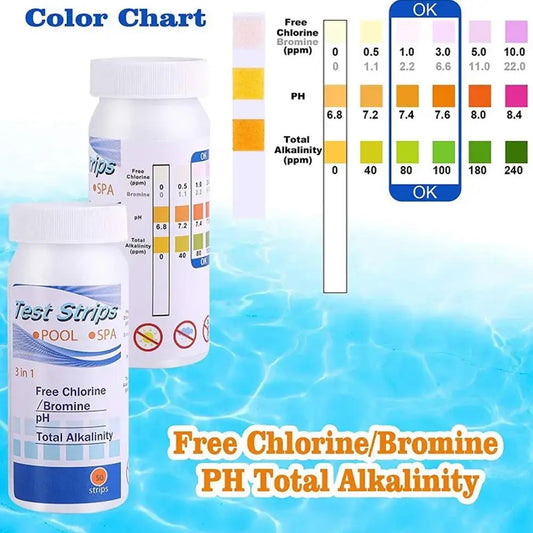 50-Pack Pool & Spa pH Chlorine Test Strips – 3-in-1 Water Tester Pool Water Test Strips Oasis Select Default Title