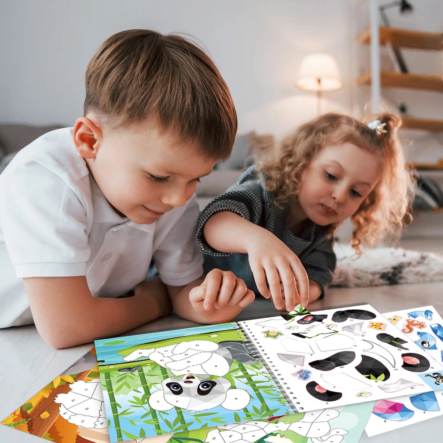 Bview Art Kids DIY Sticker Book Cartoon Animals Dinosaurs Ocean World