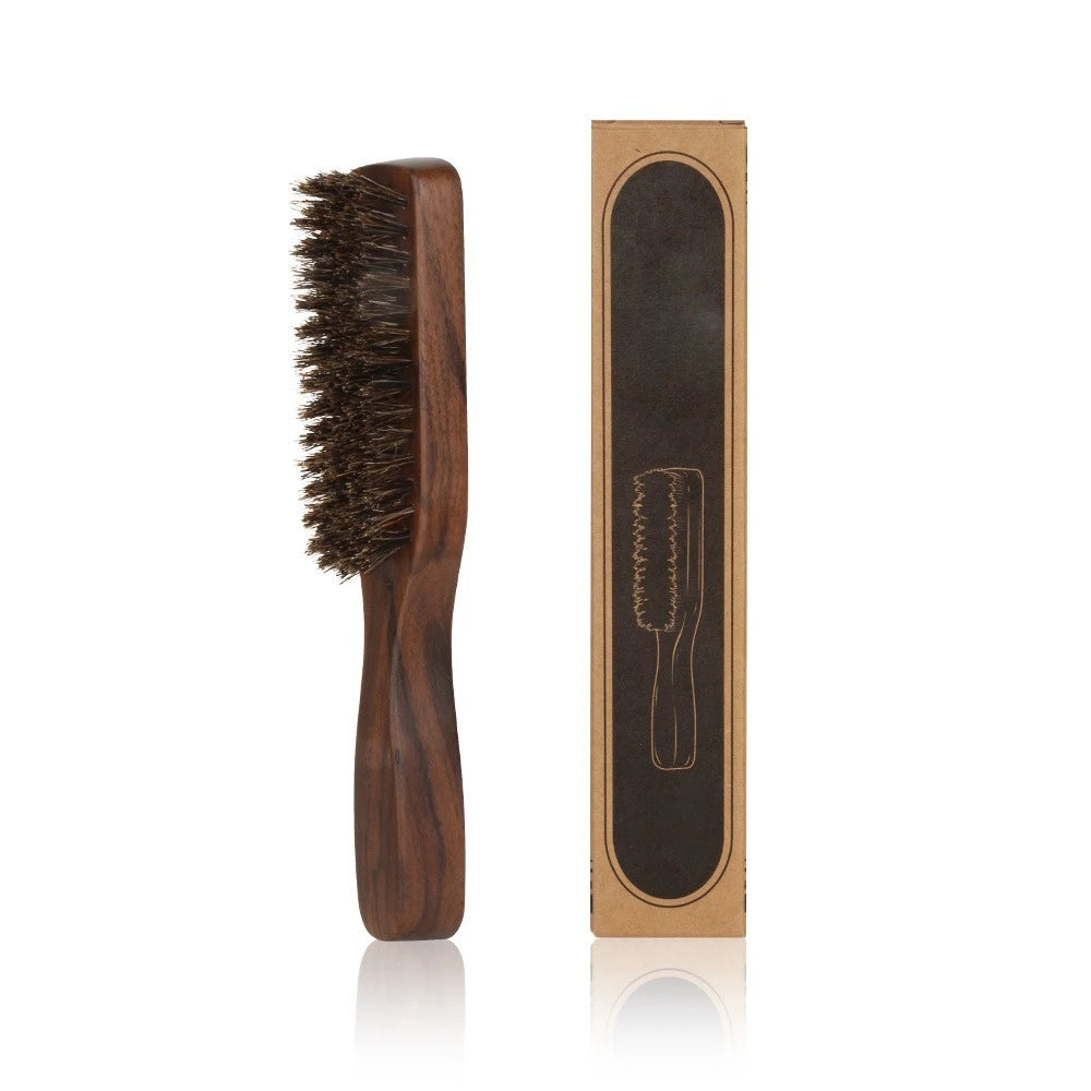 Wood Handle Boar Bristle Beard Brush Shaving Tool Hair Brush Wooden Curved Men Beard Shaving Brush Hair Stylist Mustache Brushes Peaceful Pleasures Health and Wellness small size