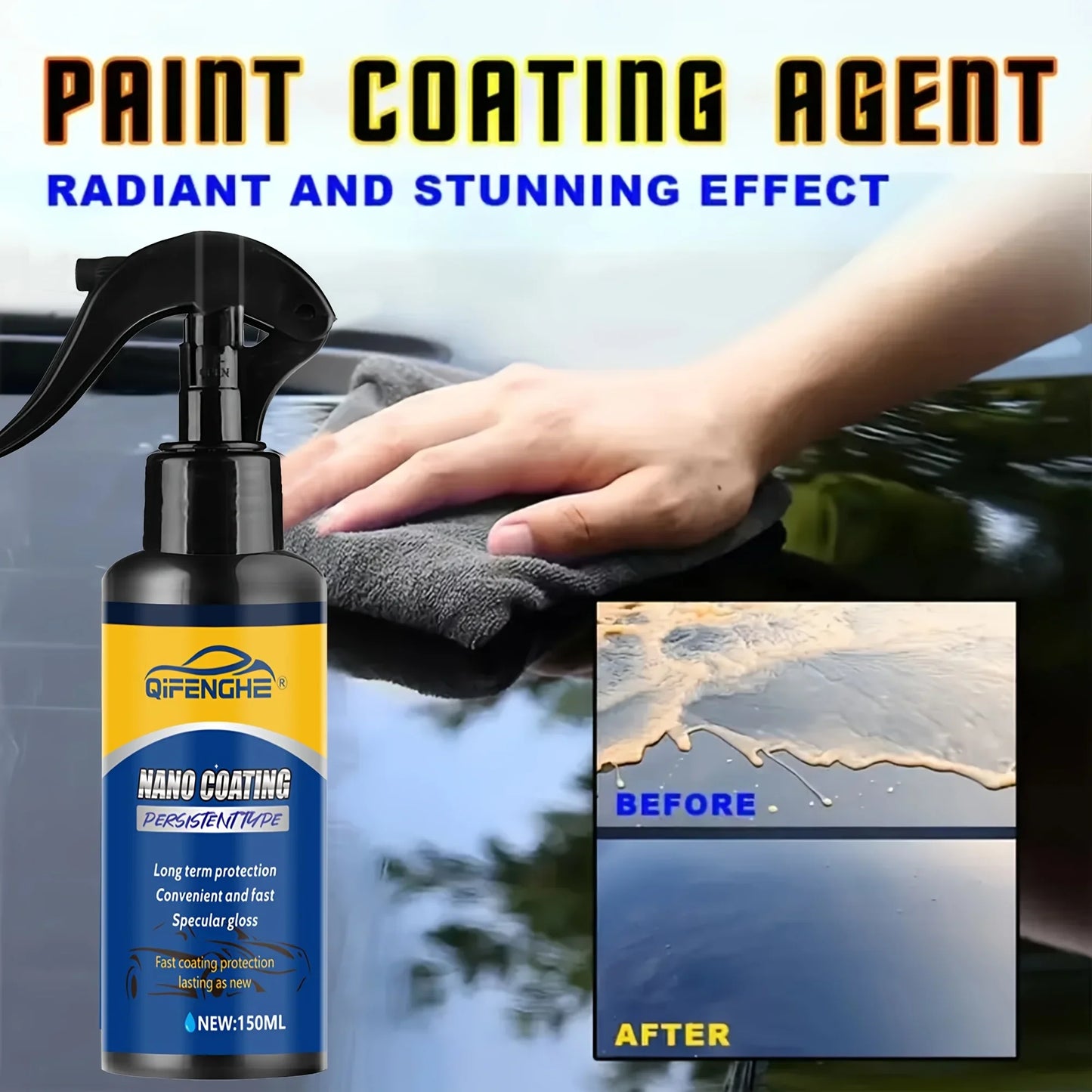 Car Polish & Wax Coating Set with Sponges & Towel