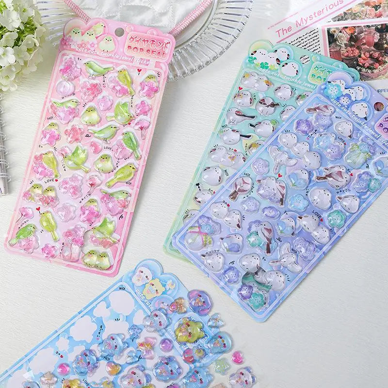 3D Puffy Bird Stickers – Cute Cartoon Decals for Scrapbooking