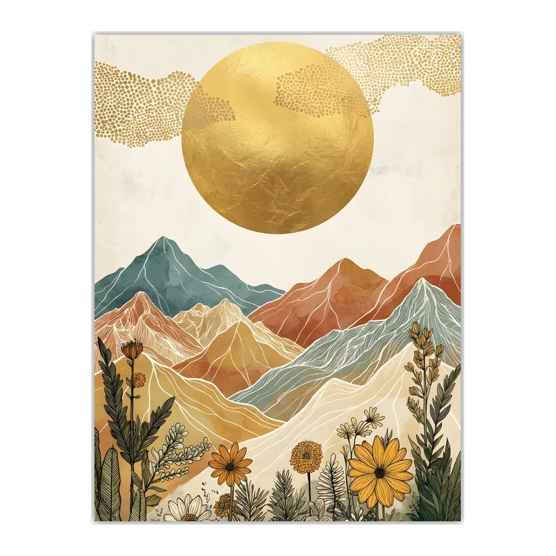 Boho Landscape Canvas Wall Art – Western Mountain Print Décor Canvas Wall Art Peaceful Pleasures Health and Wellness 05 15x20cm No Frame China Mainland