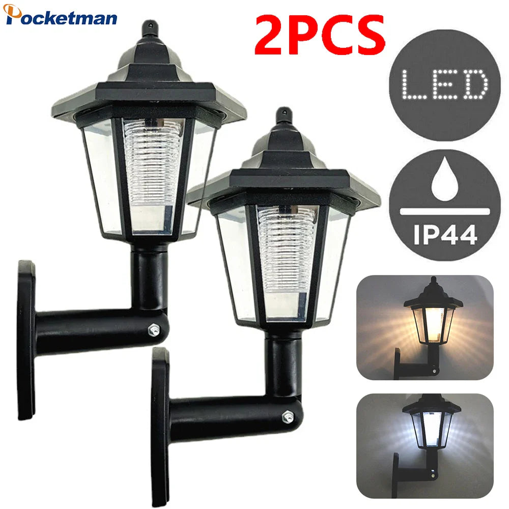 Retro Solar Hexagonal Wall Lantern – IP44 Waterproof Garden Light