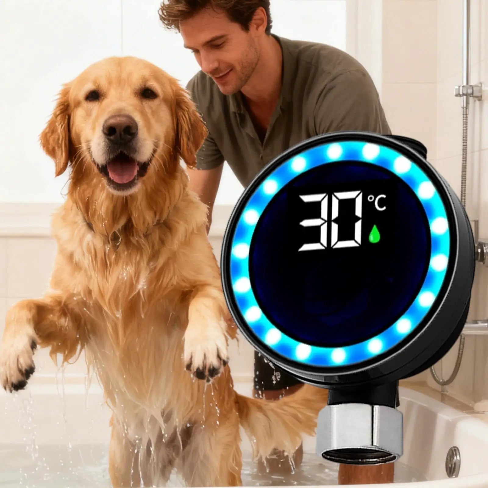 Shower Water Temperature Gauge Waterproof Home Measuring Tool LED Digital Display Bath Temperature Gauge For Shower Bathroom Peaceful Pleasures Health and Wellness