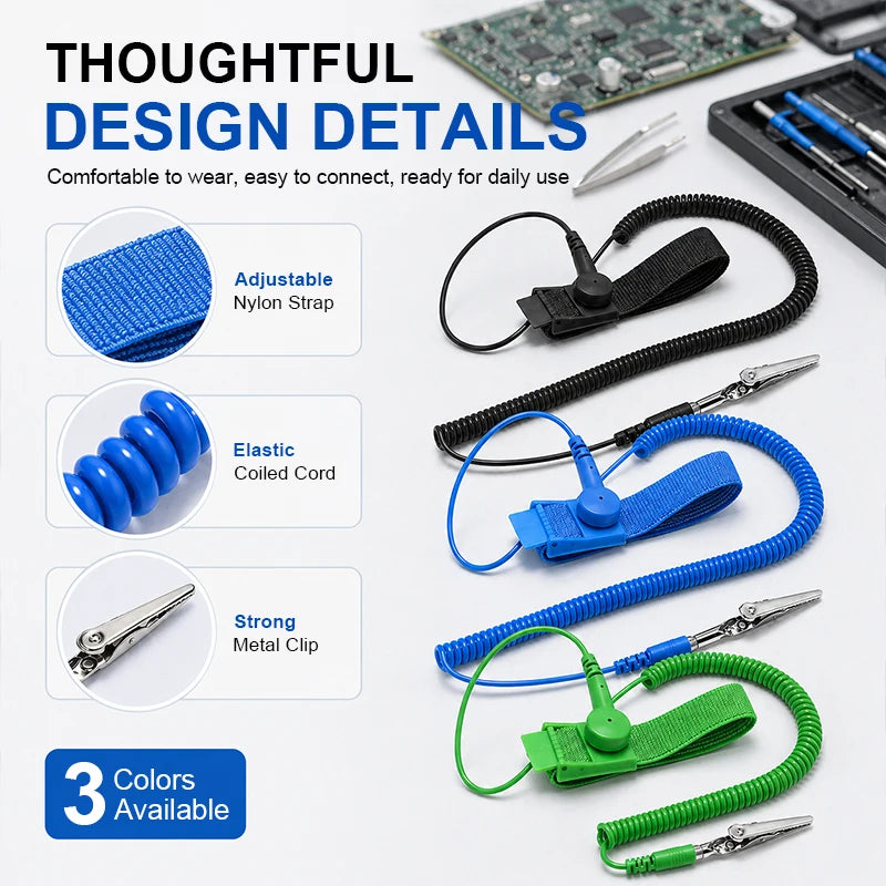 Anti-Static ESD Wrist Strap Grounding Band with Alligator Clip