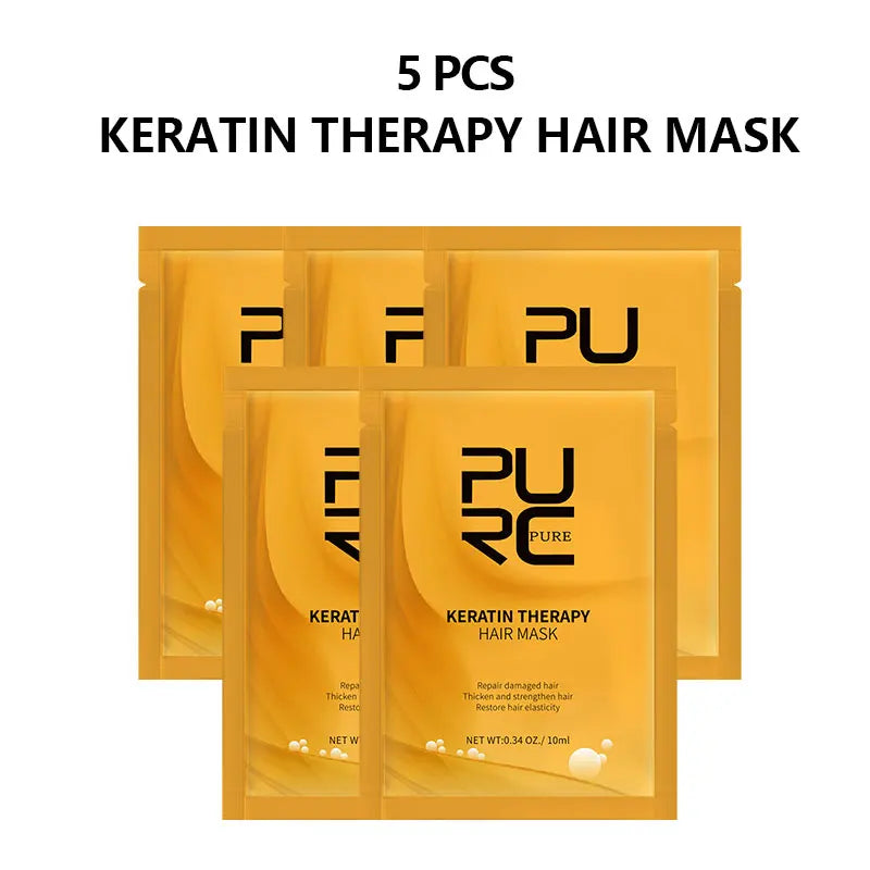 PURC Keratin Treatment Shampoo Conditioner Hair Straightening Products Smoothing Repairing Hair Mask Curly Hair Straighten Care Peaceful Pleasures Health and Wellness 5pcs Hair Mask China Mainland