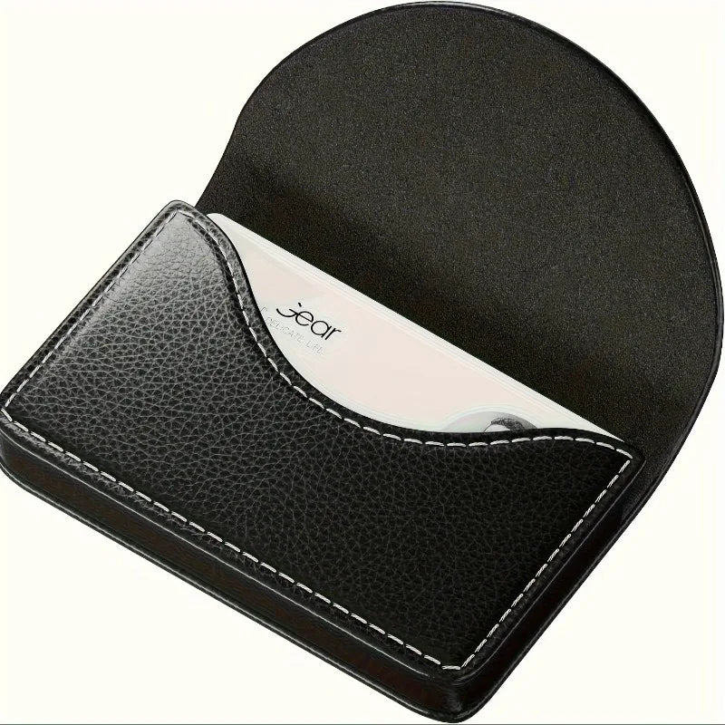 Large Capacity Leather Business Card Holder | Magnetic Closure