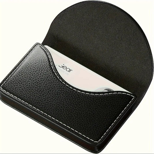 Large Capacity Leather Business Card Holder | Magnetic Closure