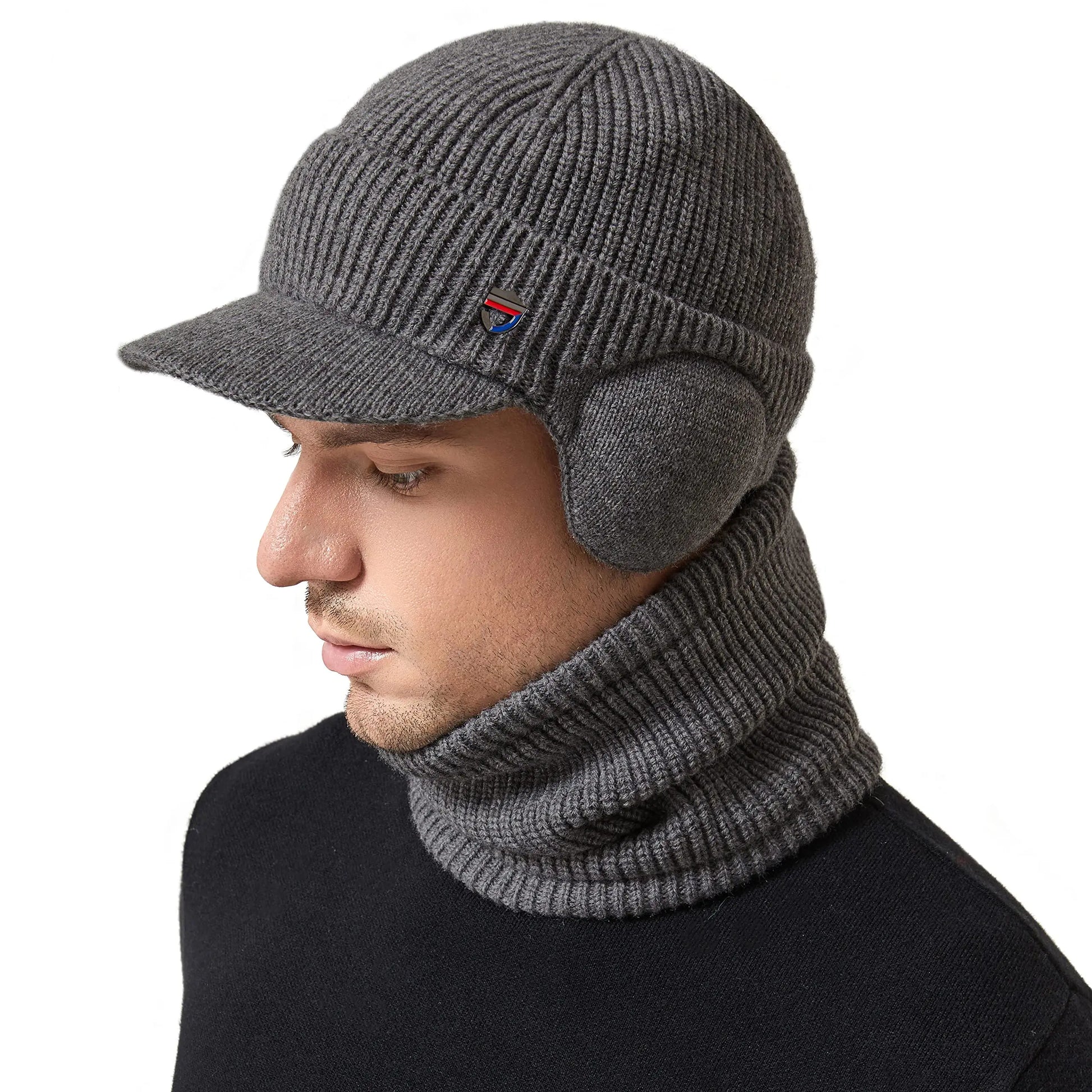 Winter Knitted Balaclava Hat & Scarf Set Thermal Lined Beanie, Ear Protection, Unisex Cold Weather Face Mask for Outdoor Sports Peaceful Pleasures Health and Wellness