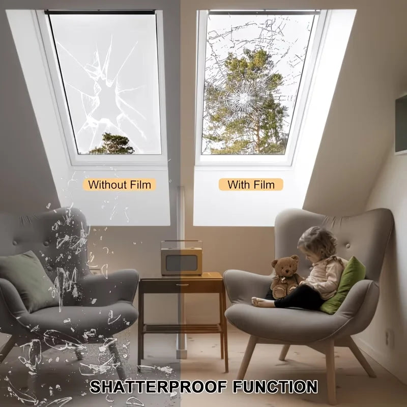 Shatterproof Safety Window Film – Clear Self-Adhesive PET