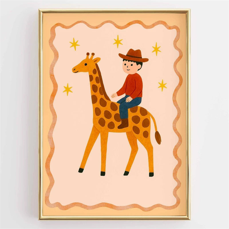 Minimalist Animal Print Canvas Wall Art | Colorful Eclectic Poster