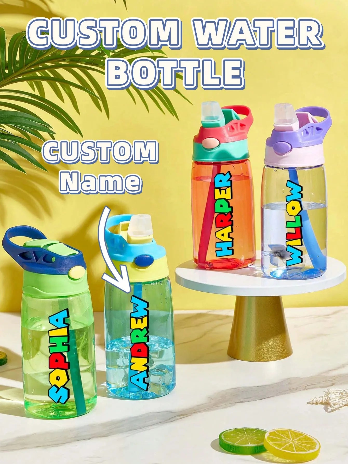 1pc Custom Water Bottle Personalized Name Cup with Straw and Lid 16oz 480ml Gift for Him Her Home Office Peaceful Pleasures Health and Wellness