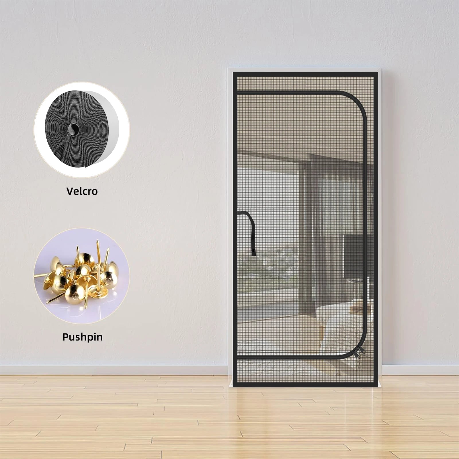Reinforced Heavy Duty Cat Screen Door Thickened Cat Scratch Mesh to Prevent scratching D/U-shaped with Bilateral Zippers Peaceful Pleasures Health and Wellness
