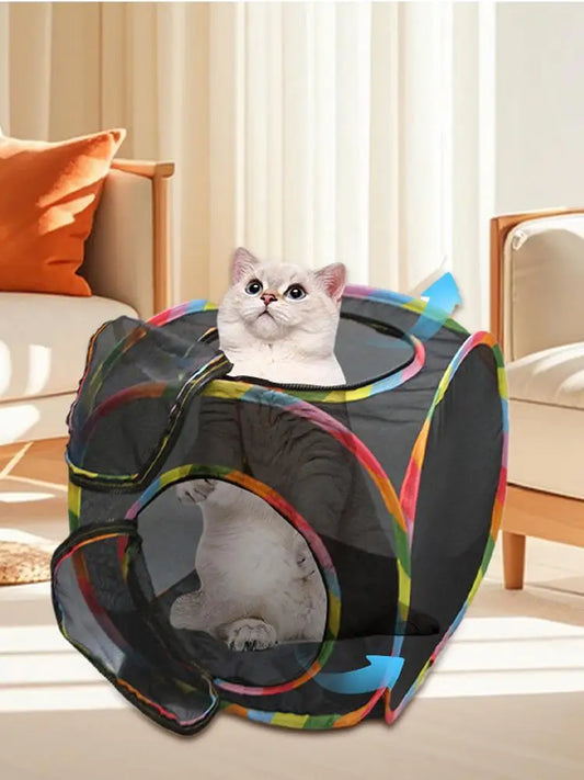 Cat Tent Cube Multi Shape Cat Tunnels Tents Cubes Mesh Foldable House Pet Cat Outdoor Play Cube Outdoor Indoor Play House Peaceful Pleasures Health and Wellness Default Title