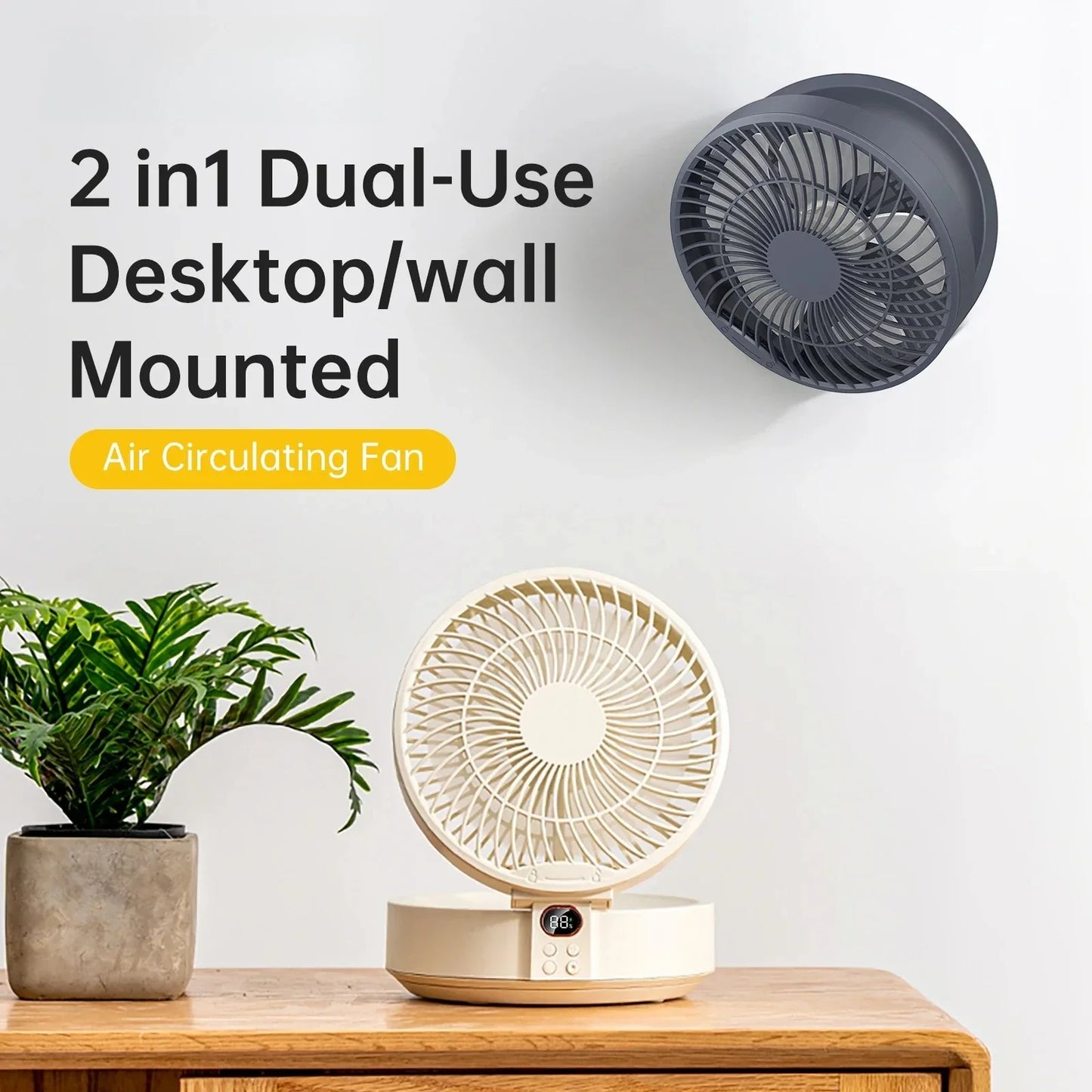 URGGU 4000mAh Rechargeable Fan – Remote, Wall Mount & Nightlight