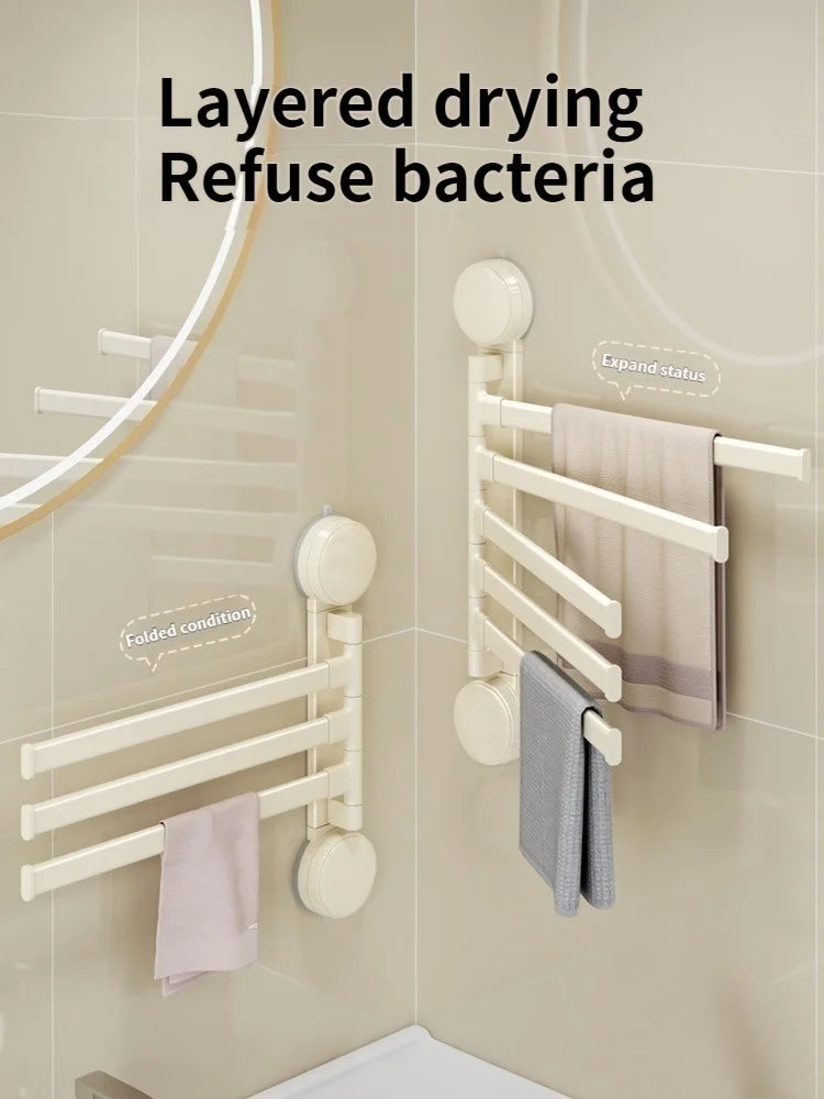 No-Drill Rotating Double Towel Rack | Suction Cup Wall Mount
