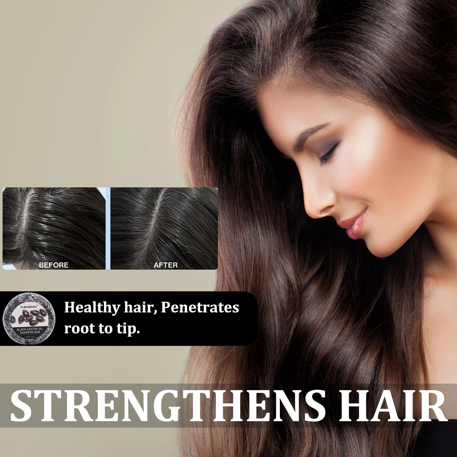60g Black Castor Shampoo Bar 2-in-1 Shampoo and Conditioner, made with castor extract, nourishes and cares for all hair types. Peaceful Pleasures Health and Wellness