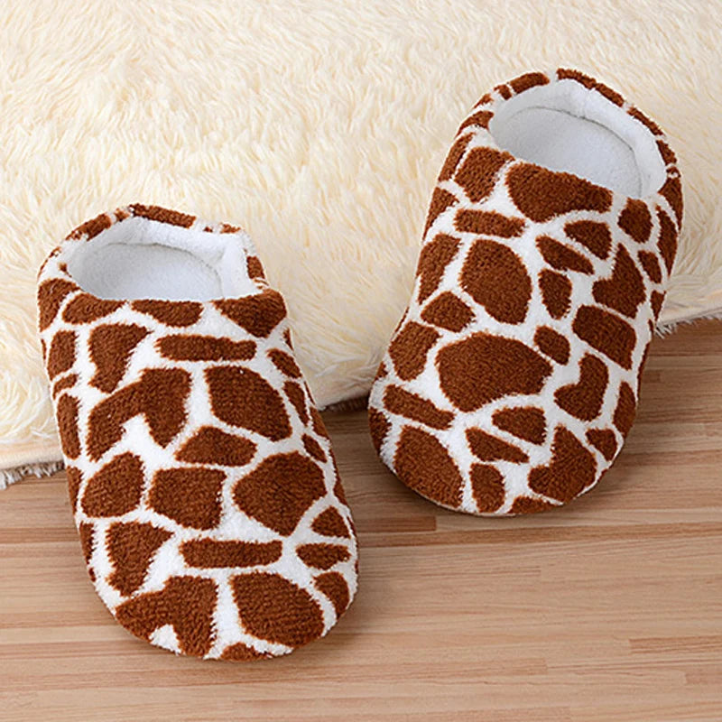 Women's Furry Plush Indoor Slippers | Warm Print Slides