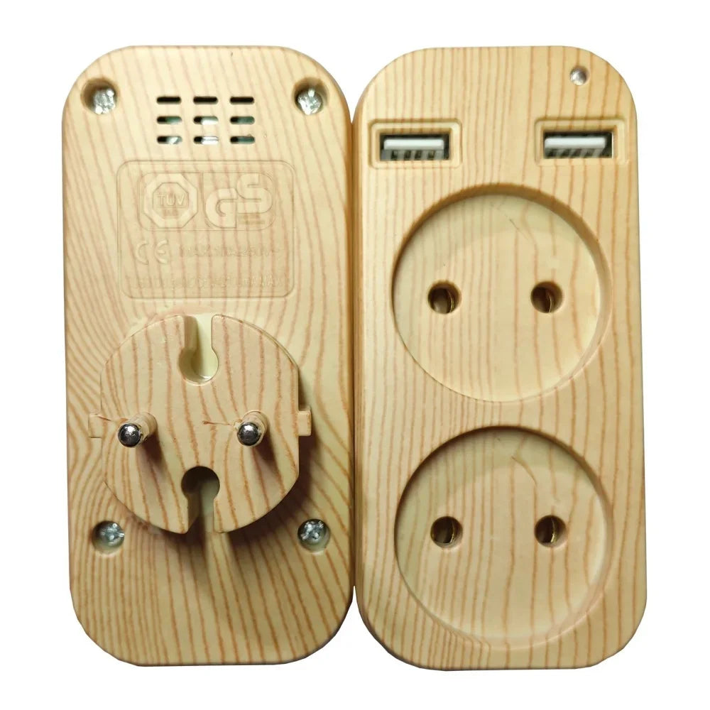 EU Plug Power Strip Adapter – 2 AC Outlets & 2 USB Ports, 1200W
