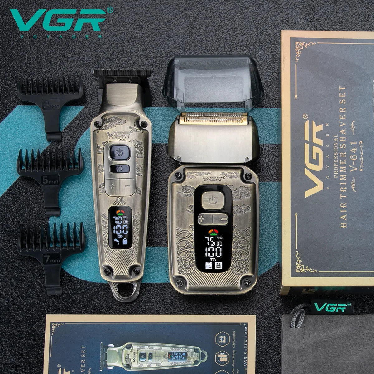 VGR 641 2 in 1 Professional Hair Trimmer Electric Shaver Set Men's Beard Trimmer Edge Hair Clipper Razor Hair Cutter Machine Peaceful Pleasures Health and Wellness