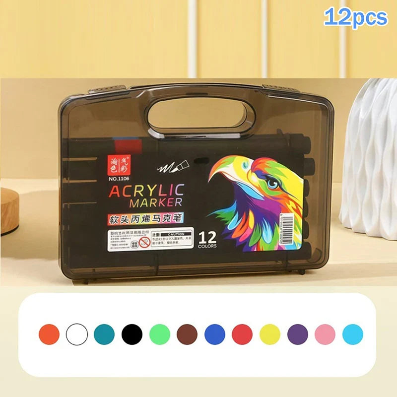 Acrylic Marker Pens 12–80 Colors | Waterproof Opaque Art Set