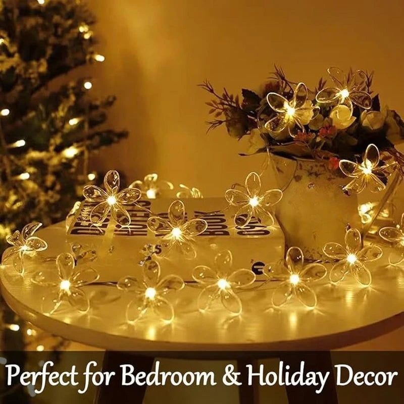 Cherry Blossom LED Fairy String Lights – Battery Powered Décor