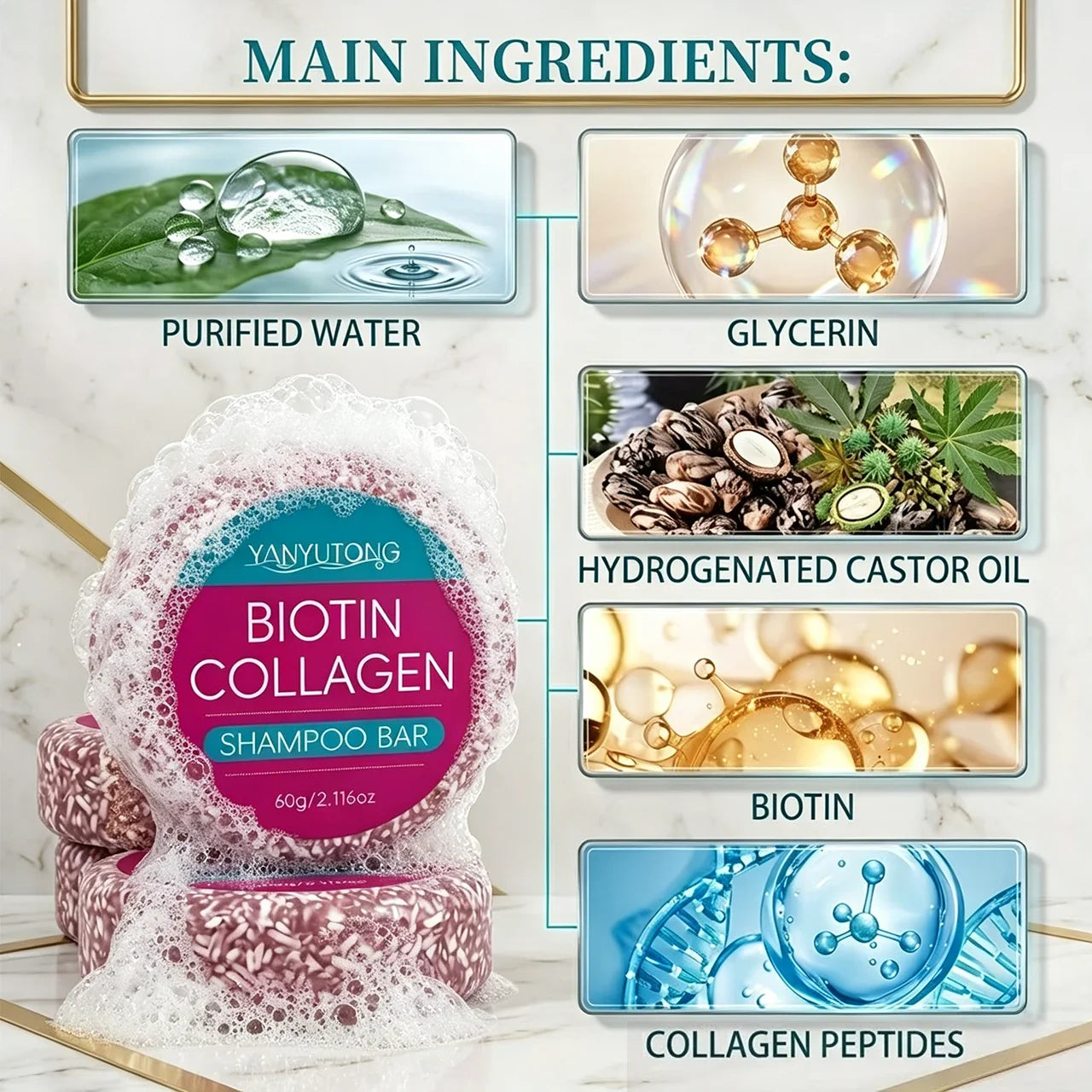 Biotin & Collagen Shampoo Bar – Hydrating, All Hair Types