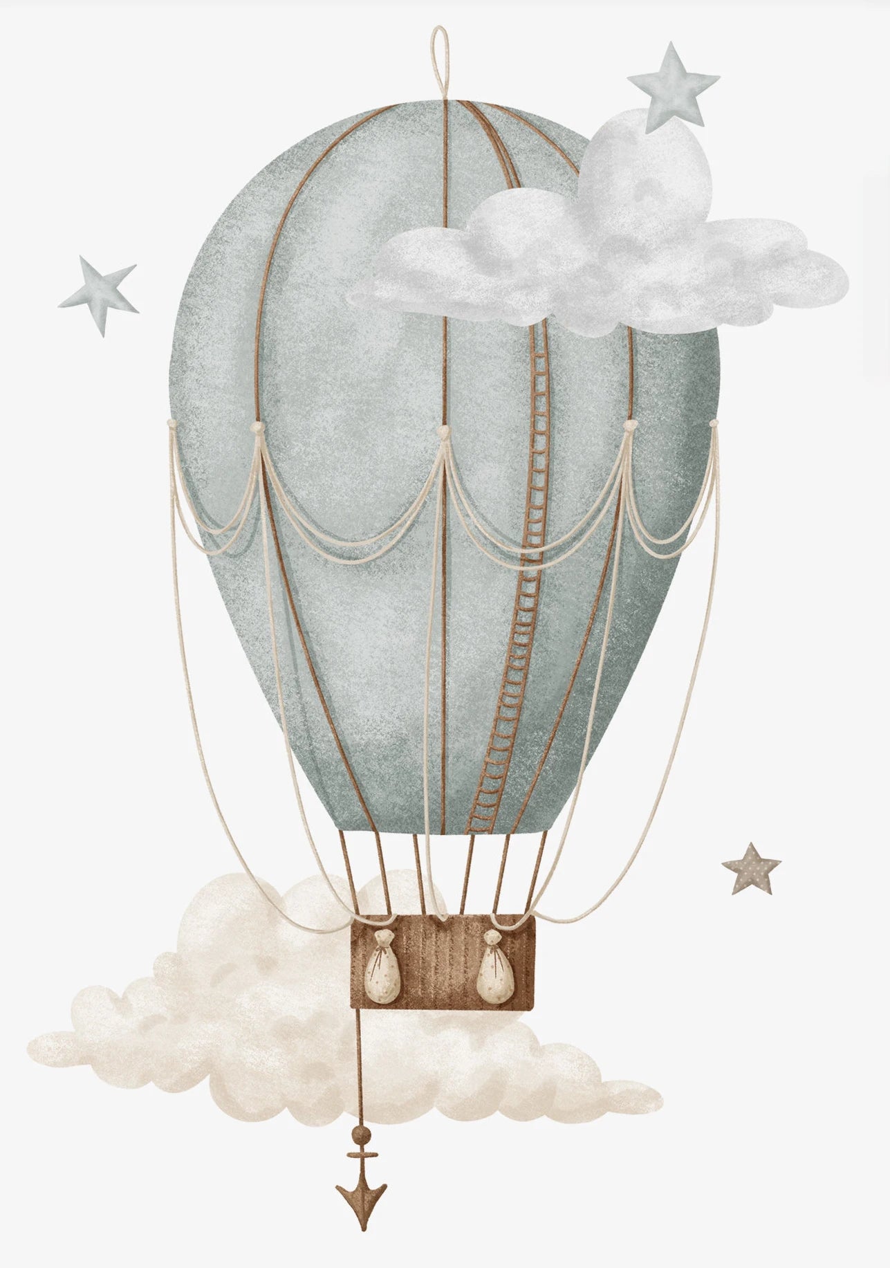 Kids Nursery Watercolor Canvas Wall Art | Monkey Lion Balloon Print