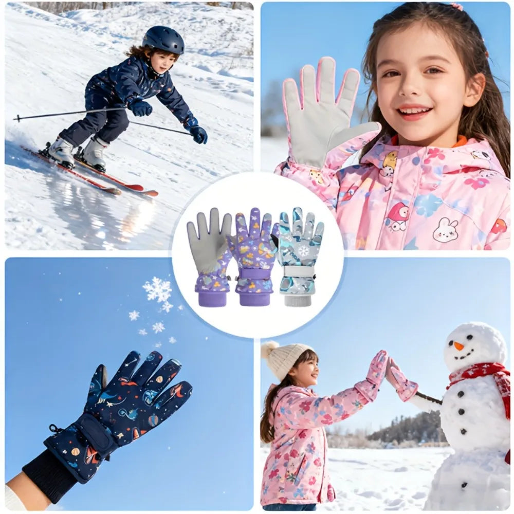 Kids Ski Gloves for Boys Girls, Children Winter Warm Glove with Fleece Lining Cute Designs and Waterproof Snowboard Gloves Peaceful Pleasures Health and Wellness