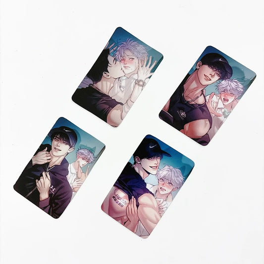 2- Korean Manhwa Lomo Cards Kang Dooshik Jin Jooha BL Comic Couple Peaceful Pleasures Health and Wellness 4Pcs