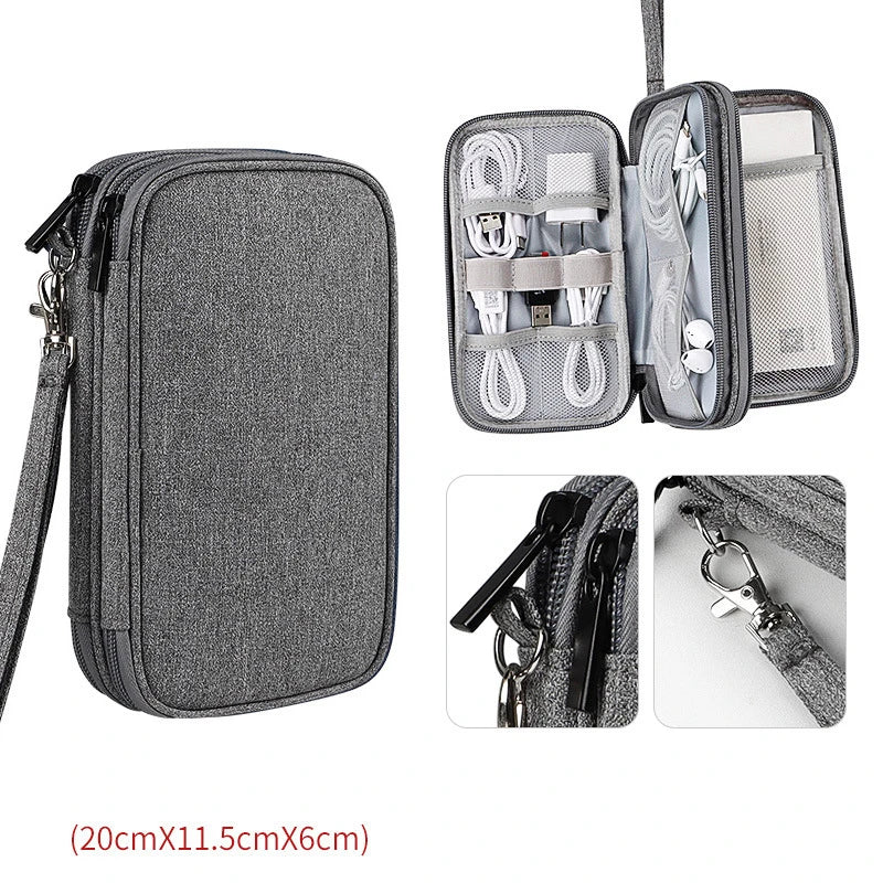 Grey Black Navy Travel Portable Digital Product Storage Bag USB Data