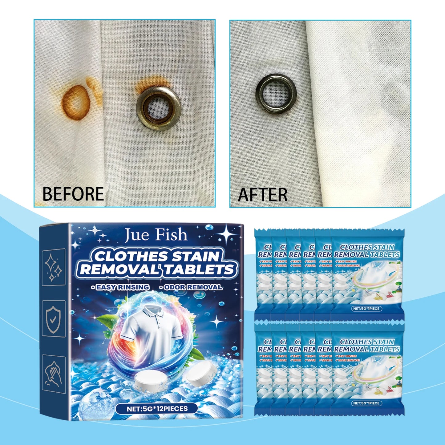 Effervescent Clothing Stain Remover Tablets – Oil & Yellow Stains