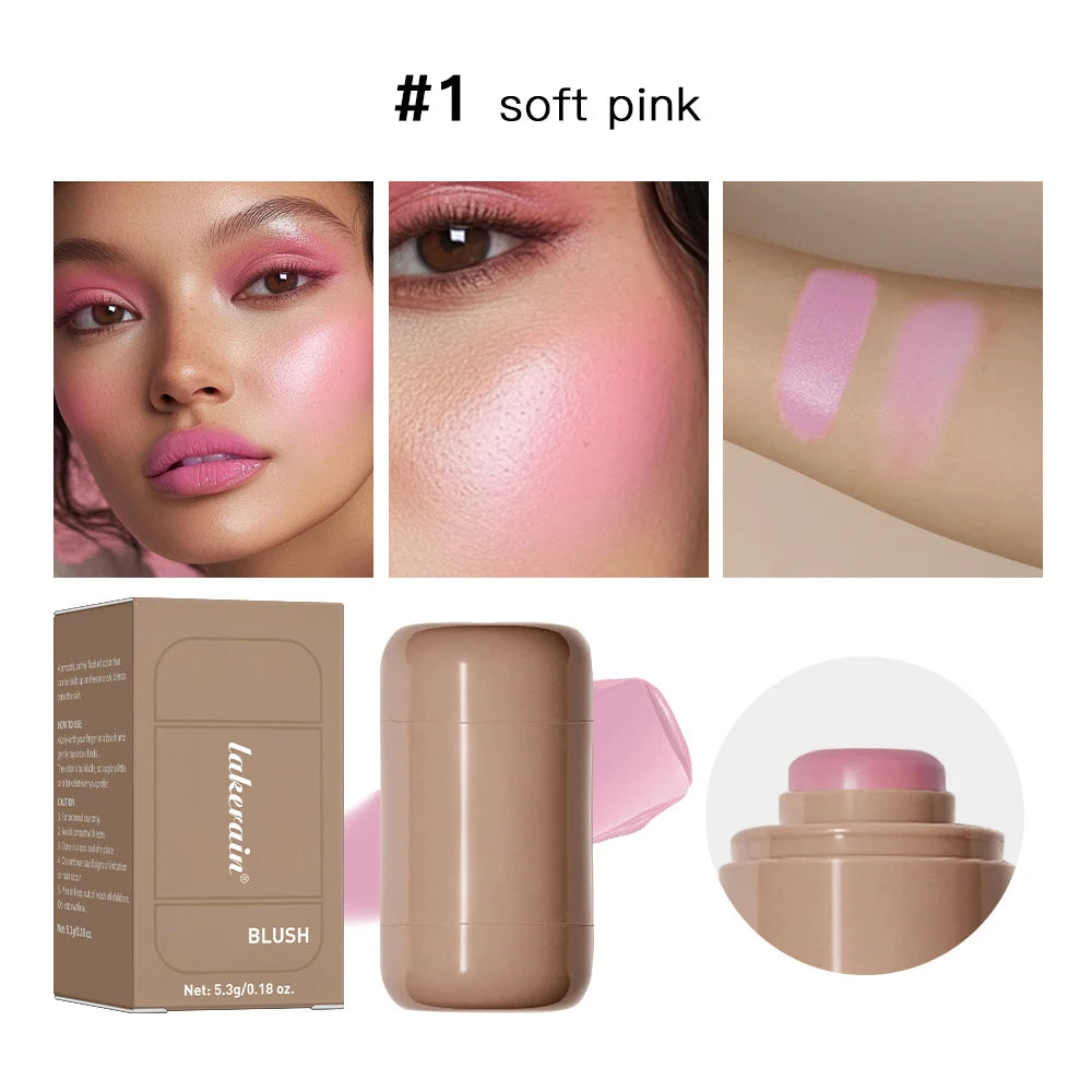 Magic Blush Stick 3-in-1 Cheek Lip Tinted Moistured Blush Stick Silky Brighten Blush Cream Blusher Cosmetics Tubes Matte Contour Peaceful Pleasures Health and Wellness 1