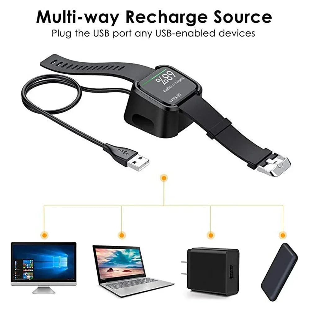 USB Charger Cable Adapter for Fitbit Versa 1/Versa 2 Smart Watch Charging Adapter Dock Accessories for Fitbit Versa Lite Peaceful Pleasures Health and Wellness